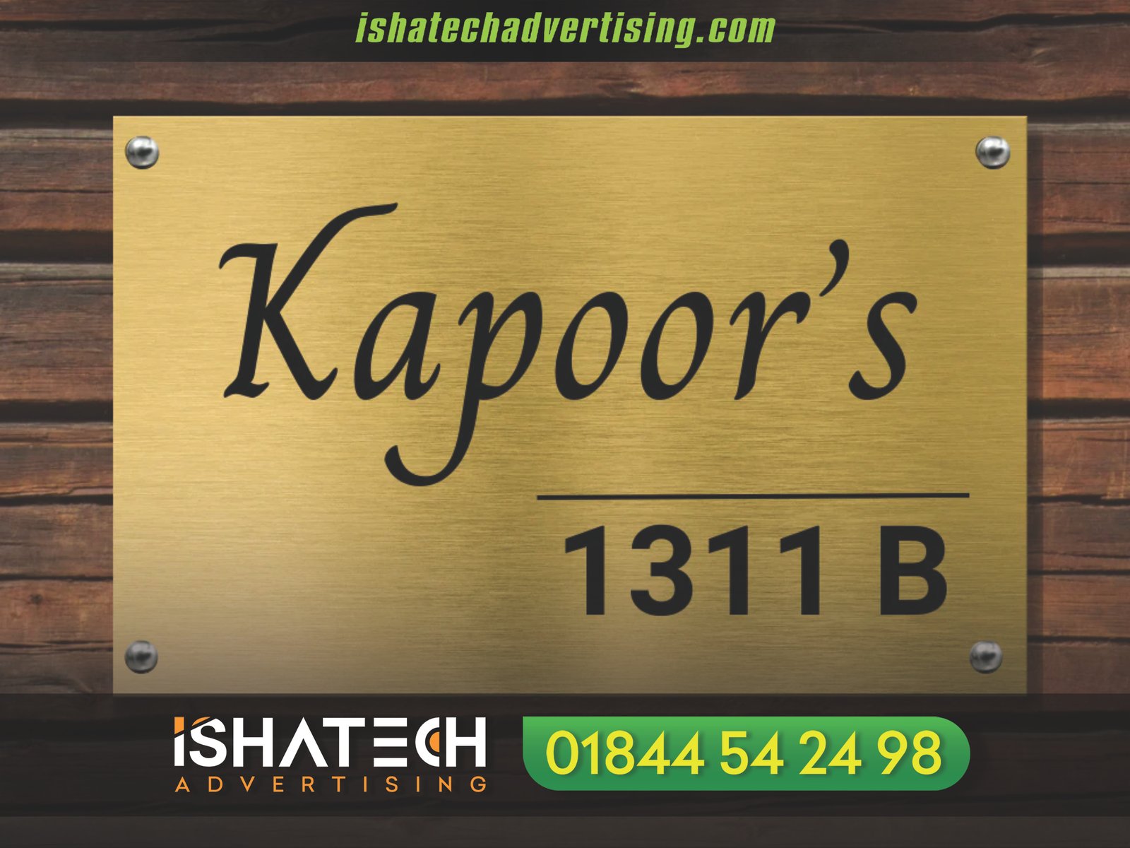 Stainless Steel Gold Finish Name Plate